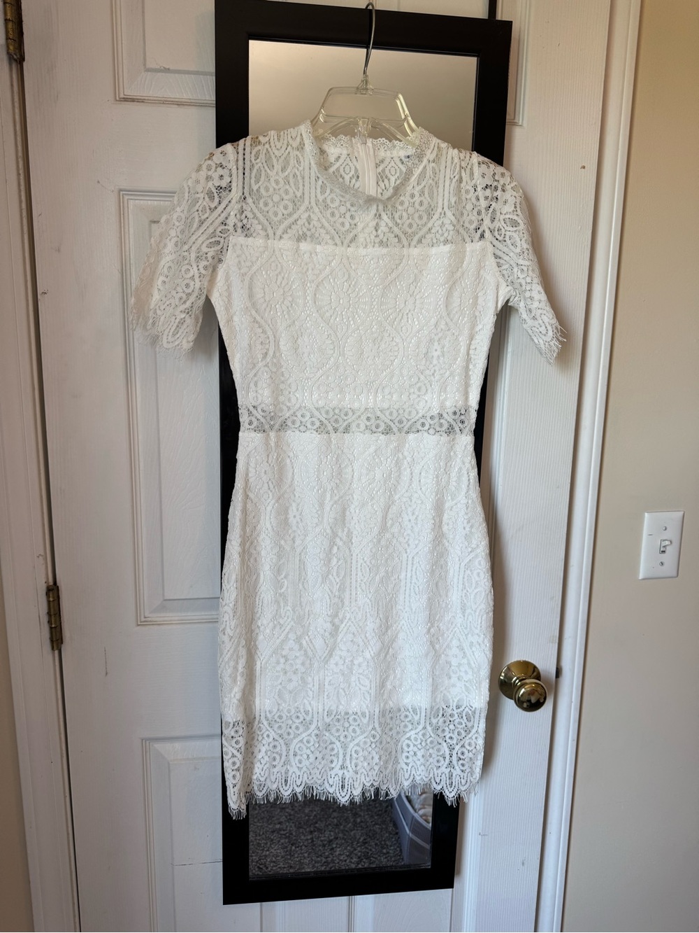 White Lace Short Sleeve Dress - Elegant Feminine Style